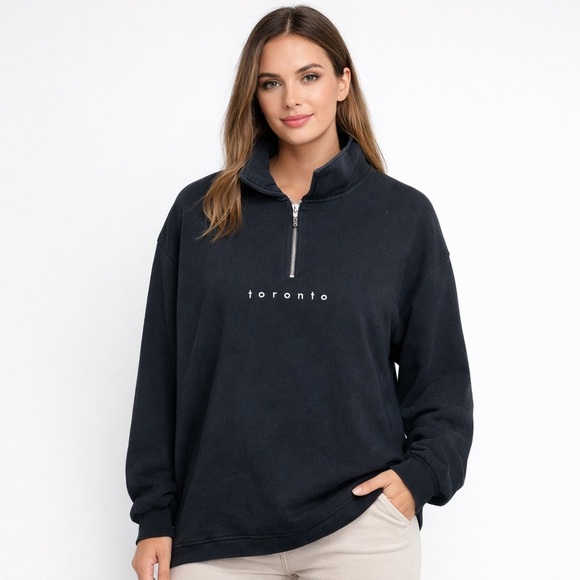 Vintage Sweaters - Vintage Toronto  y2k streetwear 1/4 zip sweater L